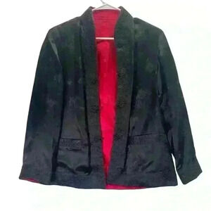 Women’s Black and Red Vintage Oriental Reversible Jacket. No size tag.